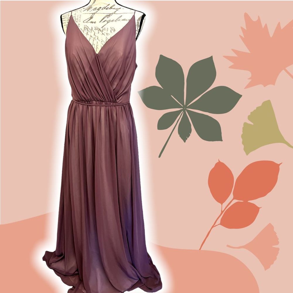 Purple chiffon gown wedding prom long dress size 14